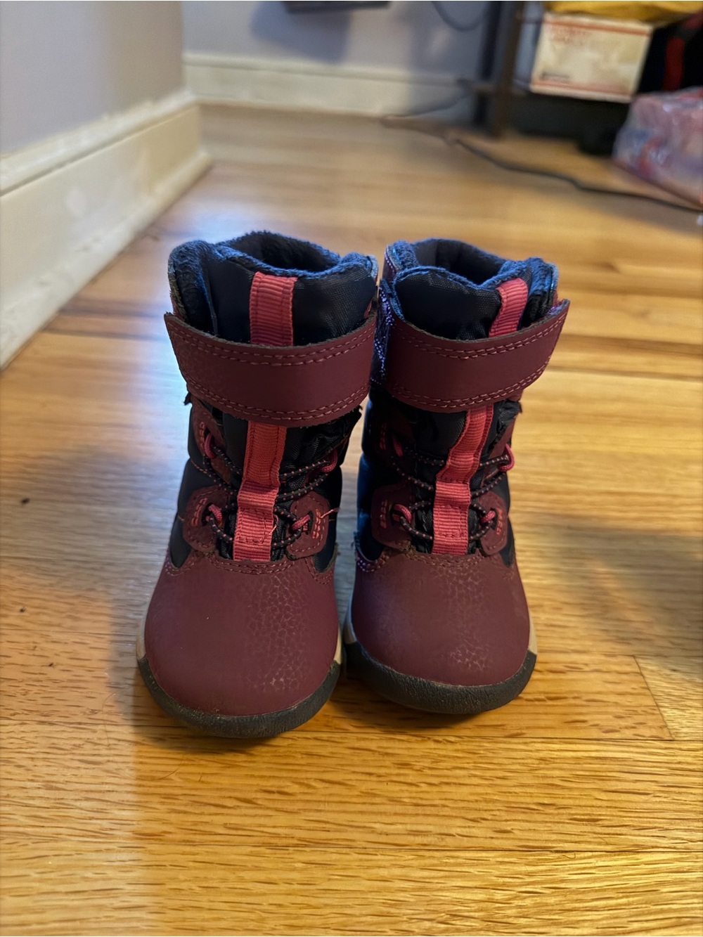 Merrell Kids Burgundy and Pink Waterproof Snow Boots